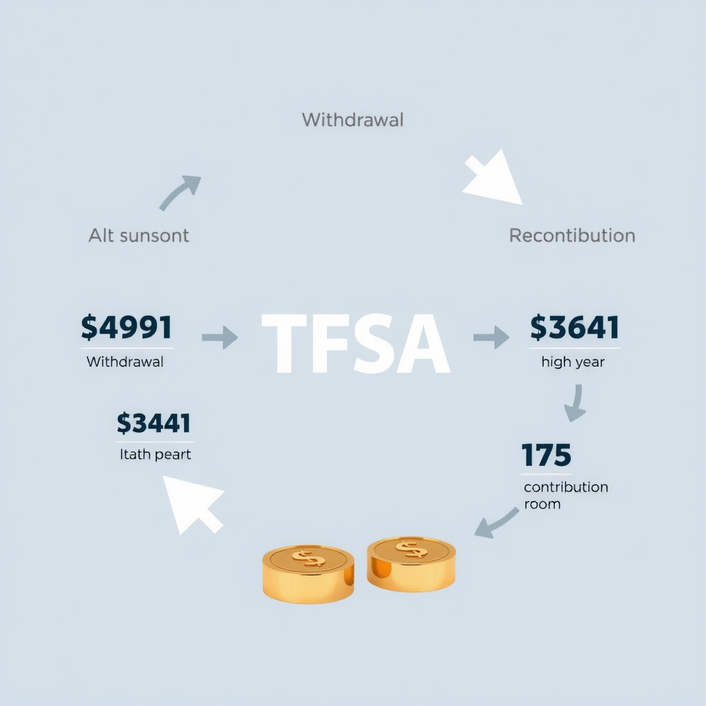 Illustration du cycle de retrait et de recontribution dans un CELI, montrant comment les montants retirés s'ajoutent aux droits de cotisation de l'année suivante, démontrant la flexibilité unique de ce compte d'épargne